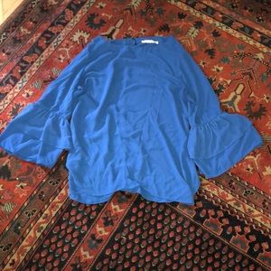 Bell sleeve blue dress shirt